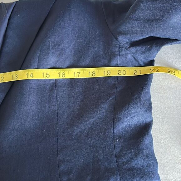 Quince Women’s European Linen Structured Deep Navy Blazer Size L Lined - Picture 10 of 13